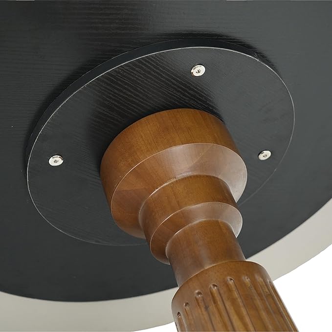 Sintered Stone Office Table and Chair Set - 33.5" Round Table for Small Offices (Light Brown Leg and White Top, 1 Table and 2 Chairs)