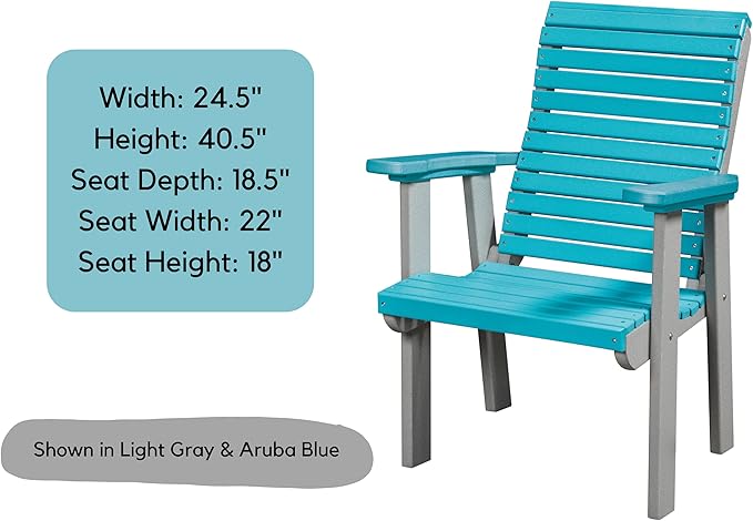 DutchCrafters Modern Horizontal Slat High Back Poly Outdoor Patio Chair (Black & Weatherwood)