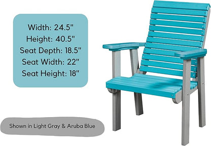 DutchCrafters Modern Horizontal Slat High Back Poly Outdoor Patio Chair (White & Light Gray)