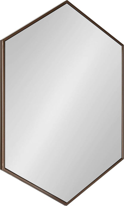 Kate and Laurel McNeer Modern Wall Mirror, 31 x 22, Bronze, Geometric Hexagon Mirror for Wall