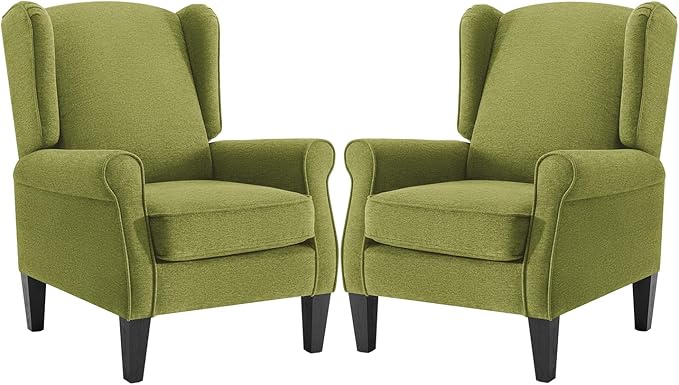Accent Chair for Living Room Set of 2, High Back Reading Armchairs with Removable Seat Cushion, Mid-Century Single Couch in Fabric, Modern Ergonomic Wingback Chair for Bedroom,Club, Balcony