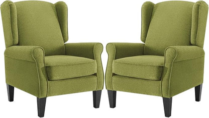 Accent Chair for Living Room Set of 2, High Back Reading Armchairs with Removable Seat Cushion, Mid-Century Single Couch in Fabric, Modern Ergonomic Wingback Chair for Bedroom,Club, Balcony
