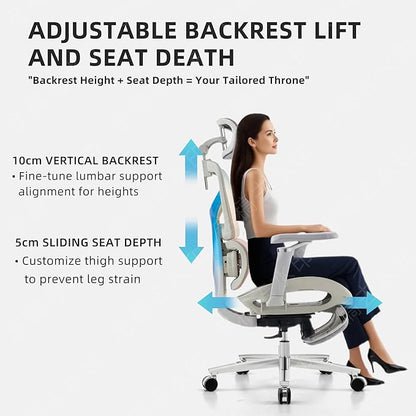 Ergonomic Home Office Desk Chair with Massage Lumbar Support，4D Headrest & 5D Armrests, Reclining Big and Tall 400LBS Mesh Chair with Footrest，Adjustable Back High and Seat Depth(Gray Rainbow)