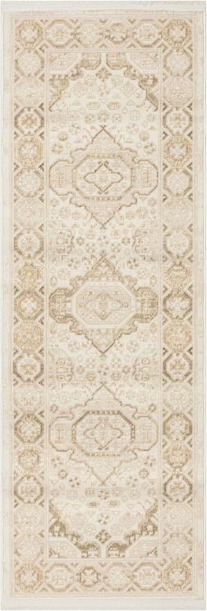 Nourison Home Pardis Ivory Beige 2' x 6' Area Rug - Easy Clean, Non Shedding, Bed Room, Living Room, Dining Room, Kitchen (6' Runner)