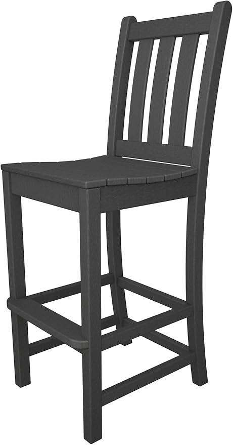 POLYWOOD® Traditional Garden Bar Side Chair in Slate Grey