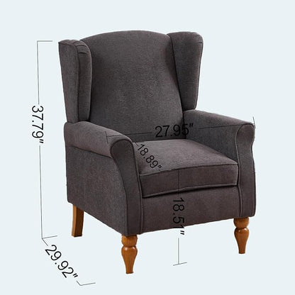 ZMAD Accent Chair, Upholstered High Back Floral Armchair Wood Legs, Comfy Wingback Reading Single Sofa Chair,Plus a Solid Wood Coffee Table for Small Spaces, Living Room, Bedroom (Antique Dark Grey)