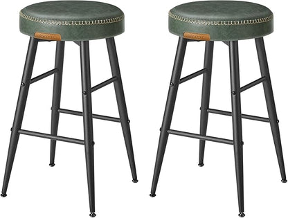 VASAGLE EKHO Collection - Bar Stools Set of 2, Counter Height Bar Stools, Kitchen Counter Stools, Mid-Century Modern Backless Counter Stools, 24.8-Inch Tall, Kitchen Island Home Bar, Forest Green