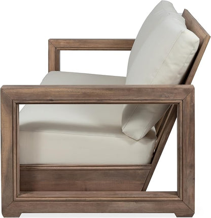Christopher Knight Home Rammus 2 Pieces Outdoor Conversation Set, Acacia Wood Chat Set, Rectangular Coffee Table and Patio Loveseat Sofa, Slat Design Patio Furniture Set for Garden, Beige + Brown