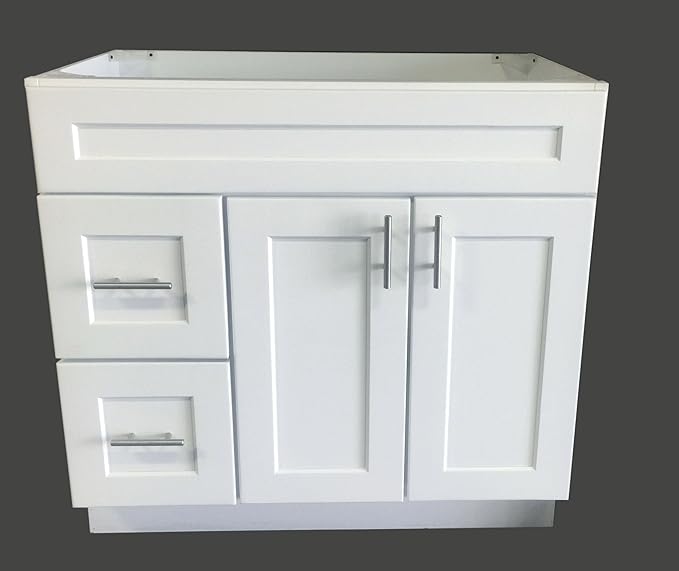 White Shaker Single-sink Bathroom Vanity Base Cabinet 36" Wide x 21" Deep WS-V3621D