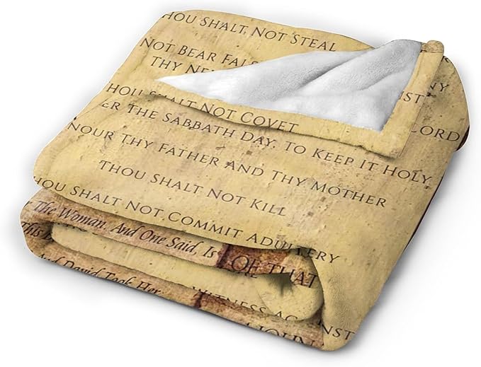 Christian Bible Blanket 10 Commandments Throw Blanket Christian Gifts and Decor Religious Bible Verse Blanket for Women Men Kids Adults Soft Warm Cozy Fleece Blanket for Couch Sofa Bed 50"x40"