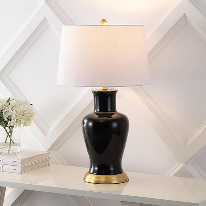 JONATHAN Y JYL4026F Julian 29" Traditional Classic Ceramic Urn LED Table Lamp, Black for Bedroom, Living Room, Kitchen, Home Office, Kids Room