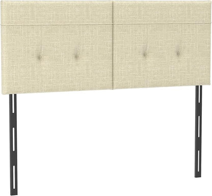 Upholstered King Size Headboard, Headboard King with Sturdy Metal Legs, Tufted Upholstery Design Bed Headboards with Adjustable Width & Height (Linen)