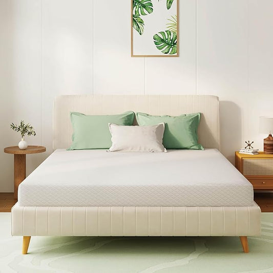 Full Size Mattress 6 Inch Green Tea Memory Foam Mattress for Cool Sleep & Pressure Relief, Medium Firm Feel, Fiberglass Free, Bed in a Box, Removable Washable Cover, CertiPUR-US Certified