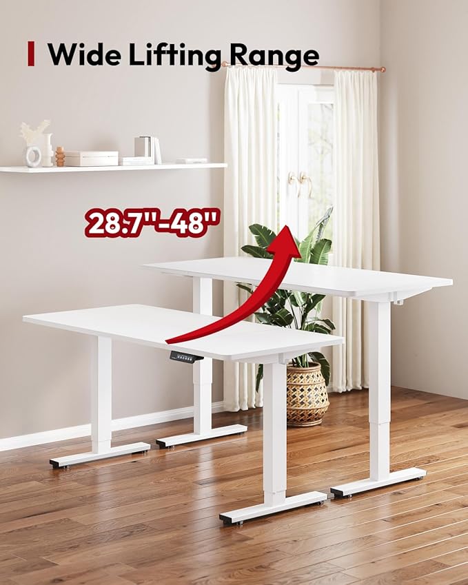 SANODESK Standing Desk Height Adjustable Electric Stand up Desk 71x32 Inches Sit Stand Home Office with Splice Board, White Frame/White Top