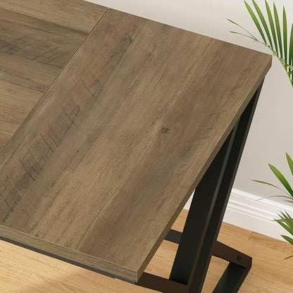 LVB Rustic Large Computer Desk, Industrial Extra Long Home Office Desk, Wood Pc Writing Work Study Computer Table Desk, Farmhouse Workstation Gaming Executive Desk for 2 Person, Rustic Oak, 70 Inch