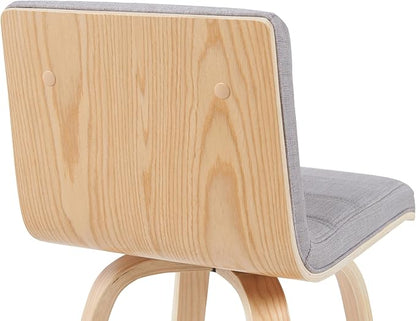 Vienna Modern Counter Height Swivel Bar Stool with Grey Upholstered Seat and Patterned Oak Wood Frame Set of 2