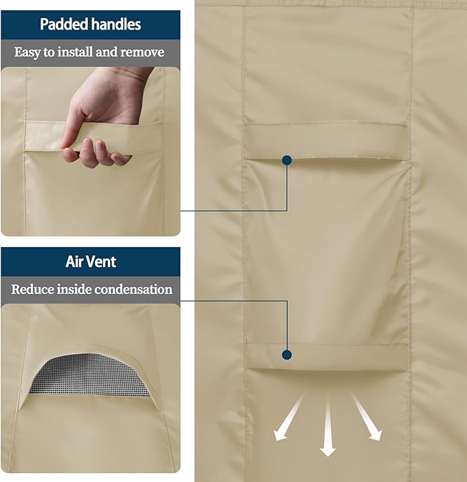 Easy-Going Square Patio Furniture Cover Waterproof Outdoor Dining Table and Chair Cover Anti-UV Outside Sectional Sofa Set Covers (126"L x 126"W x 32"H, Camel)