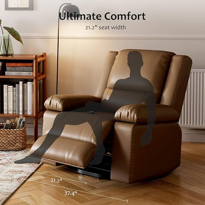 PU Leather Electric Power Lift Chair, Recliner Massage Chair with Remote Control and Side Pocket for Elderly, Power Lift Recliner Sofa with Heat and Massage for Living Room, Earthy Yellow