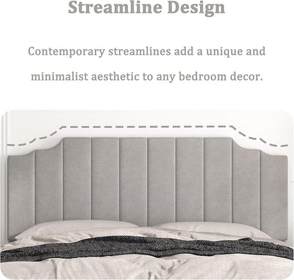 King Size Headboard Only, Velvet Wall Mounted Headboard King for Adjustable Bed Modern Upholstered Head Board Easy Assembly, Gray