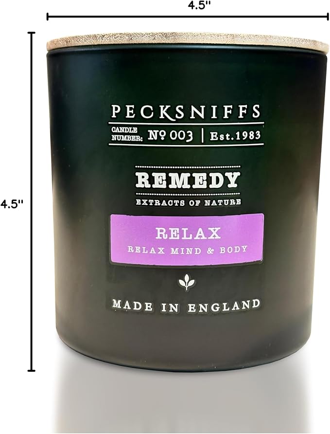 Pecksniff's Relax Candle - 3 Wick, 19.4 oz, 550g - Long-Lasting RelaxFragrance - Soothing Ambiance for Home Decor - Elegant Dark Green Design