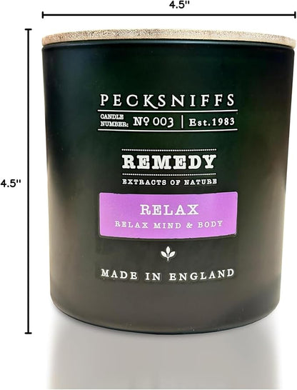 Pecksniff's Relax Candle - 3 Wick, 19.4 oz, 550g - Long-Lasting RelaxFragrance - Soothing Ambiance for Home Decor - Elegant Dark Green Design