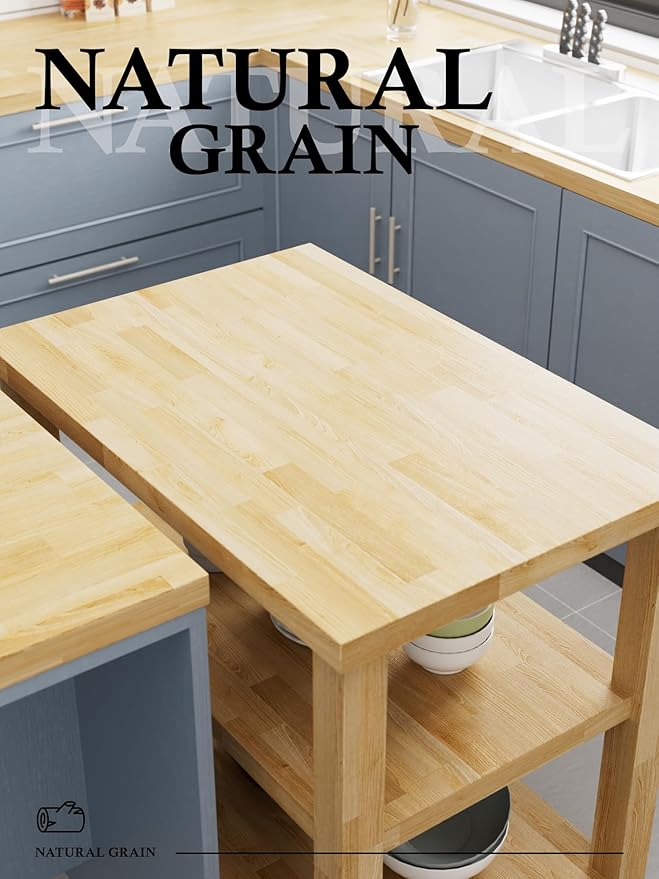 3FT Butcher Block Countertop Birch Solid Wood - 36" x 25" Table Top Butcher Block Cutting Board for Kitchen Island Living Dining Office Desk Workbench Washer Dryer Countertop Unfinished 1.5" Th