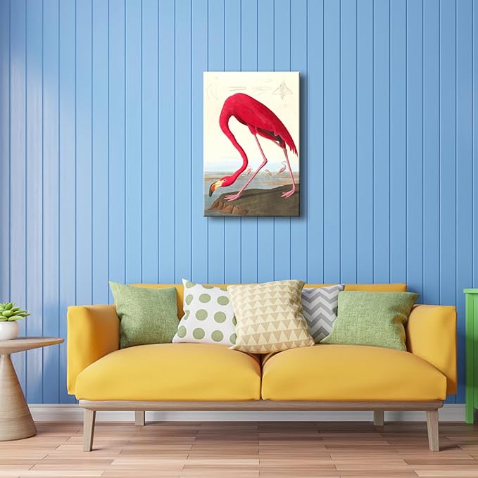 Wieco Art Canvas Print Wall Art American flamingo by John James Audubon The Birds of America Reproductions Art Print Picture Artwork for Living Room Bedroom Home Kitchen Decorations