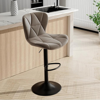 Bar Stools Set of 1,Adjustable Swivel Barstools, Faux Leather Bar Chairs,Upholstered Counter Height with High Backrest for Kitchen Island, Dark Khaki