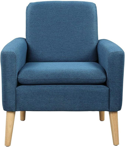 Lohoms Accent Chair for Living Room, Comfy Upholstered Reading Leisure Chair for Bedroom, Mid-Century Modern Armchair, Linen Fabric Single Sofa Chair for Apartment, Waiting Room, Navy Blue