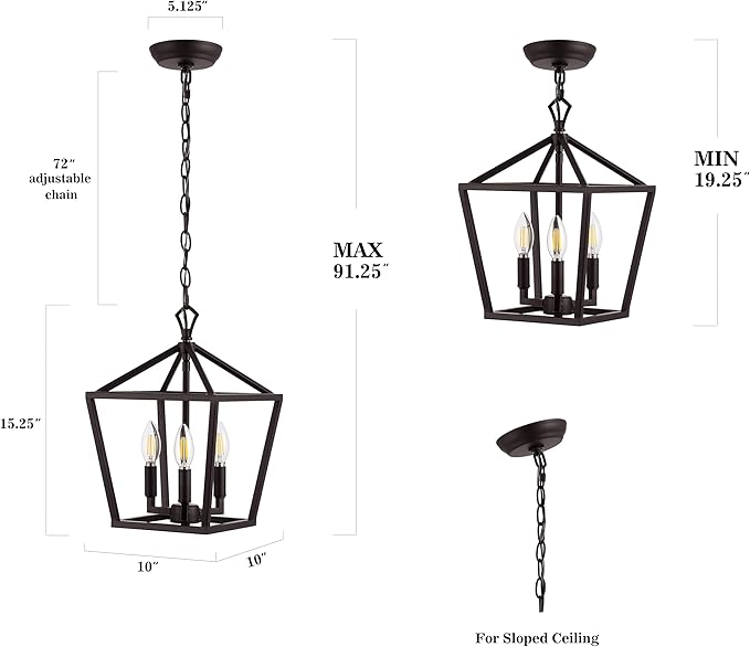 JONATHAN Y JYL7601A Pagoda Lantern Dimmable Adjustable Metal LED Pendant Classic Traditional Farmhouse Dining Room Living Room Kitchen Foyer Bedroom Hallway, 10 in, Oil Rubbed Bronze