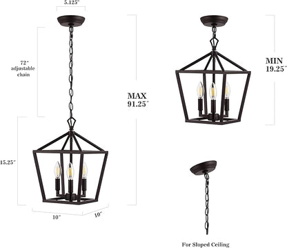 JONATHAN Y JYL7601A Pagoda Lantern Dimmable Adjustable Metal LED Pendant Classic Traditional Farmhouse Dining Room Living Room Kitchen Foyer Bedroom Hallway, 10 in, Oil Rubbed Bronze