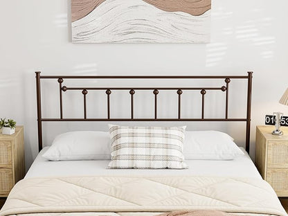 Metal Full Size Headboard, Victorian Farmhouse Style, Easy Assembly, Steel Full Headboard Only for Bedroom - Brown