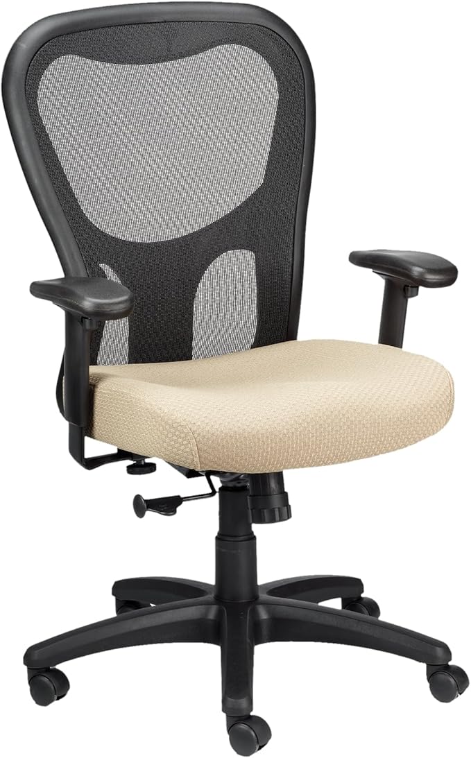 Tempur-Pedic TP9000C Mesh Swivel Task Chair with Tempur Material, Cooling Gel Layer, Adjustable Armrests, and Lumbar Support, Beige