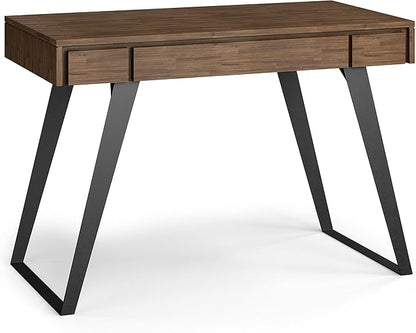 SIMPLIHOME Lowry SOLID ACACIA WOOD Modern Industrial 44 inch Wide Small Desk in Rustic Natural Aged Brown for the Office Desk, Writing Table, Workstation and Study Table