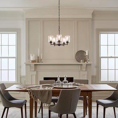 Kichler Winslow 19.75" 5-Light Chandelier Light with Clear Seeded Glass in Black for Kitchen, Bar, Dining Room, Living Room (19.75" x 16.25"), 44030BK