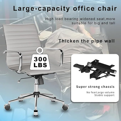 Office Chair Ergonomic Swivel Desk Chair with Wheels Adjustable Heavy-Computer Chair for Home and Conference Room Wide 22.83in Seat for Women and Men ，Grey