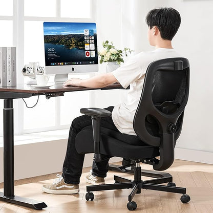 Ergonomic Home Office Desk Chair,Breathable Mesh Chair with Expanded High Back Lumbar Support,Adjustable Height (Classic)