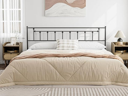 Metal California King Size Headboard - Adjustable Height - Victorian Farmhouse Style, Easy Assembly, Attach Frame, Steel Cal King Headboard Only for Bedroom, Black