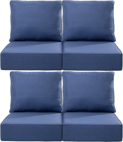 Luxury 22x24/22x25 6-Inch Outdoor Chair Cushions Set of 4 - Heavy Duty Water-Resistant Comfortable Cushion for Patio Furniture Dining Gliding Rocker Loveseat L-Shape Sofa - Navy Blue