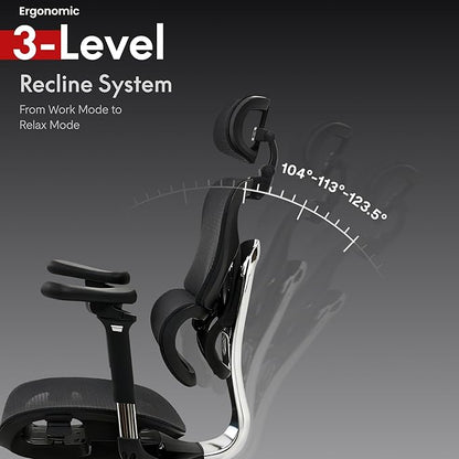 FLEXISPOT ErgoX Max Ergonomic Office Chair with footrest Black - Aluminum Alloy Frame & Base, 661 lb Capacity, 5D Armrests, 4D Adaptive Lumbar & 4D Headrest