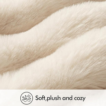 MIULEE Faux Fur Pillow Covers Thick Soft Plush Lumbar Throw Pillows Luxury Home Decor for Couch Bed Bedroom Living Room Sofa,12x20 Inch Pack of 2 Beige