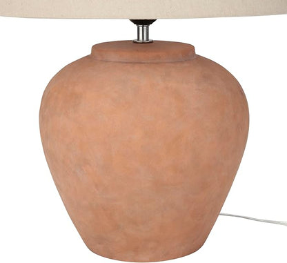 Nourison Home 20" Rustic Terracotta Ceramic Pot Table Lamp for Bedroom, Living Room, Console, Entryway