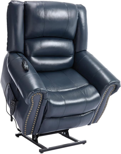 Recliner Chairs for Adults, Oversized Bedroom Chair with Massage, Sofa Chair Home Theater Seating with Lumbar Support, Lift Chair for Elderly, Nursery Chair for Living Room (Genuine Leather)