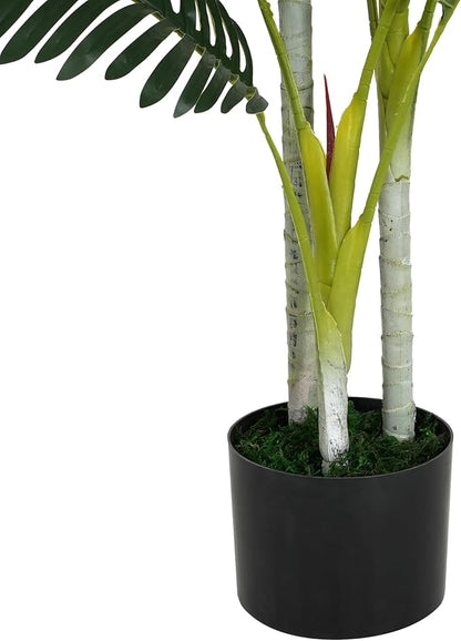 Christopher Knight Home Alene Set of 2 61''H Artificial Tree Indoor, Artificial Palm Tree with Nursery Pot, Tropical Style Faux Tree and Black Plastic Pot, Artificial Plant for Home Office Decor,Green