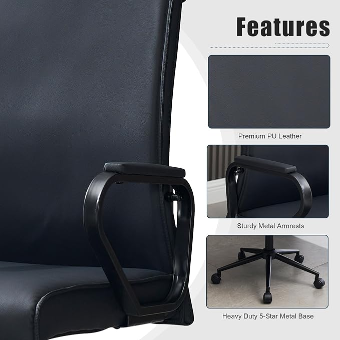 Okeysen Office Desk Chair, Ergonomic Leather Modern Conference Room Chairs, Executive Height Adjustable Swivel Rolling Chair for Home Office.