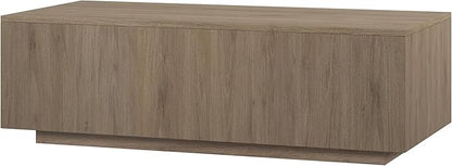 Henn&Hart 48" Rectangular Low-Profile Wood Coffee Table for Living Room, Family Room, or Office, Antiqued Gray Oak