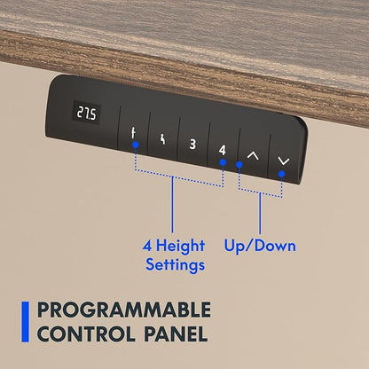 FLEXISPOT E3 Dual Motor Electric Standing Desk 55x28 Inch Whole-Piece Board Height Adjustable Electric Sit Stand Desk (Black Frame + Brown Wood Grain Desktop, 2 Packages)