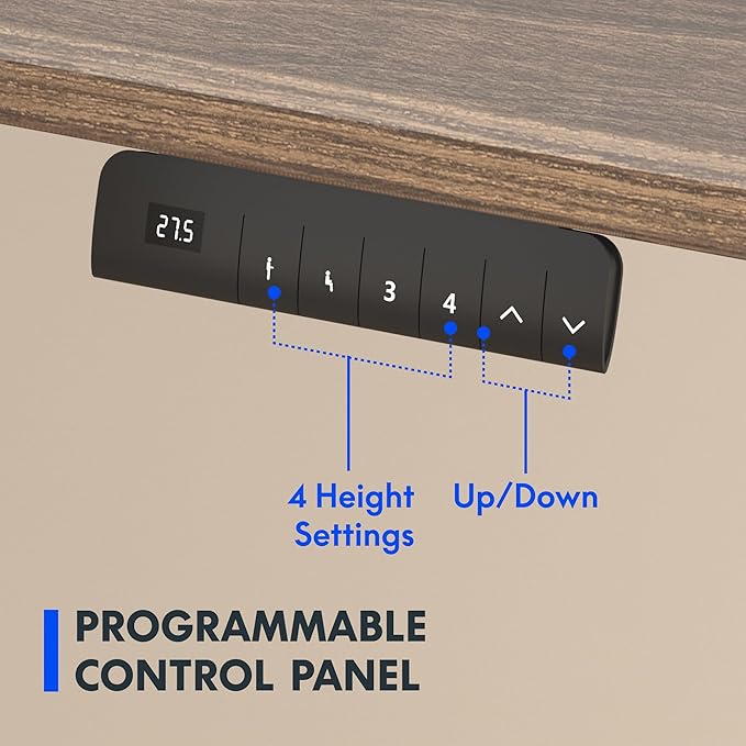 FLEXISPOT E3 Dual Motor Electric Standing Desk 48x30 Inch Whole-Piece Board Height Adjustable Desk Electric Sit Stand Desk (Black Frame + Brown Wood Grain Desktop, 2 Packages)