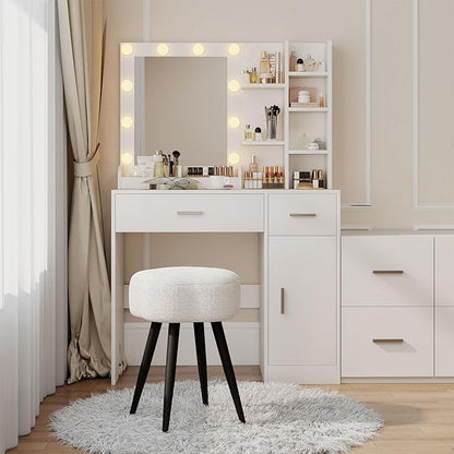 Vanity Stool with Solid Metal Legs, Soft Makeup Stool for Vanity Corner, Morden Footrest Ottoman