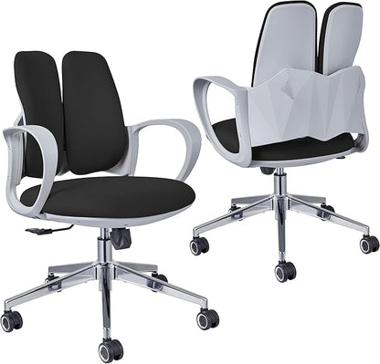 Ergonomic Office Chair Desk Chair Dual-backrest Computer Chair with Flexible Lumbar Support and Adjustable Height, 500lbs Extra Wide Seat with Wheels, for Home & Office Use Black